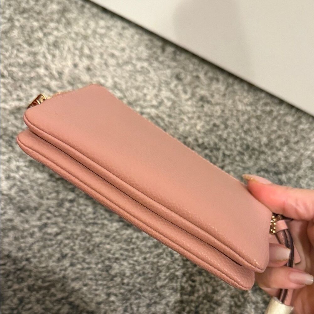 Coach Blush Pink Leather Wristlet new with care cards wallet designer bag coin - Picture 8 of 9